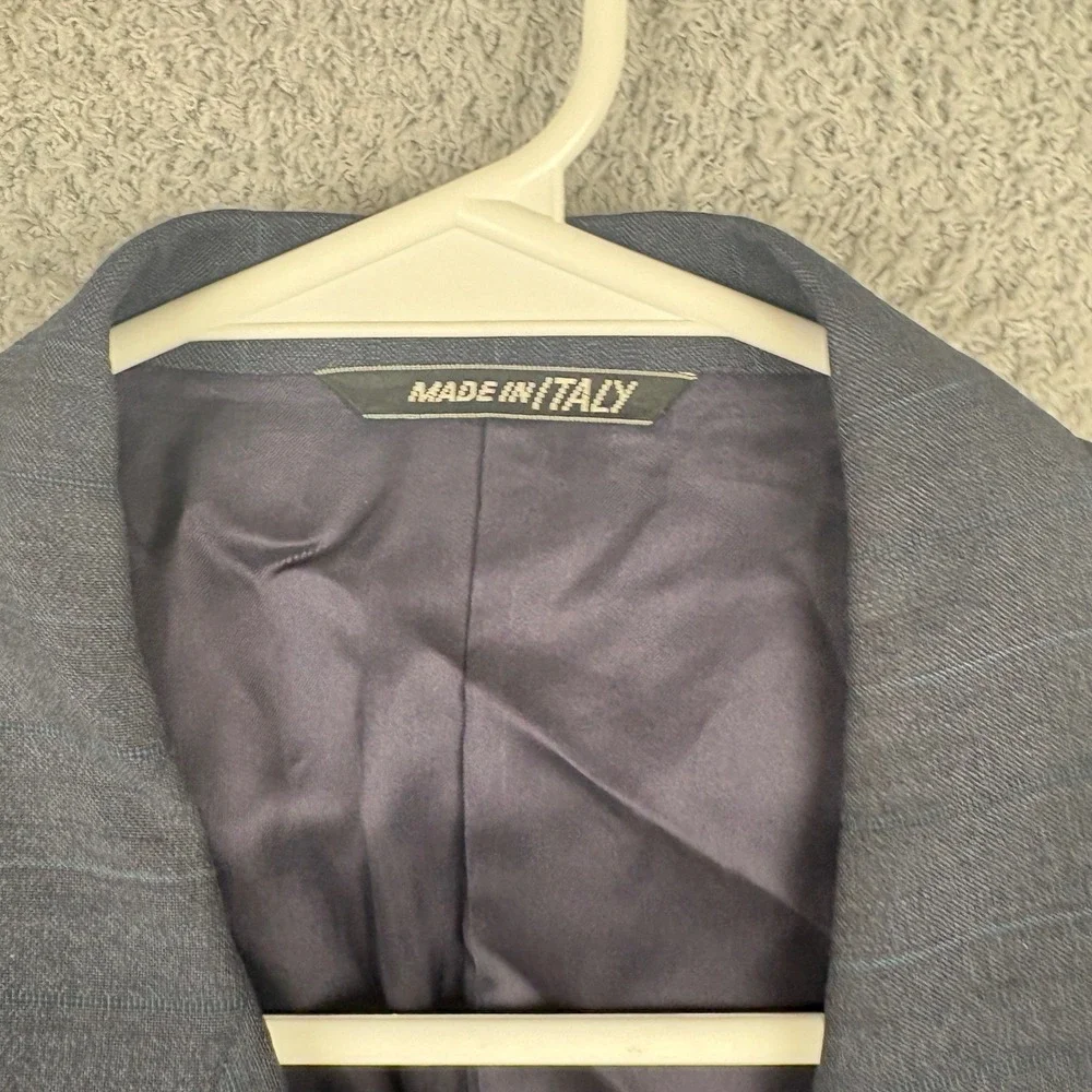 Canali Blazer Mens 46 Gray Pinstripe Double Breasted Wool Sport Coat Italy Y2K